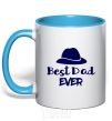 Mug with a colored handle Best dad ever - hat sky-blue фото