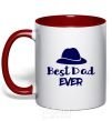 Mug with a colored handle Best dad ever - hat red фото