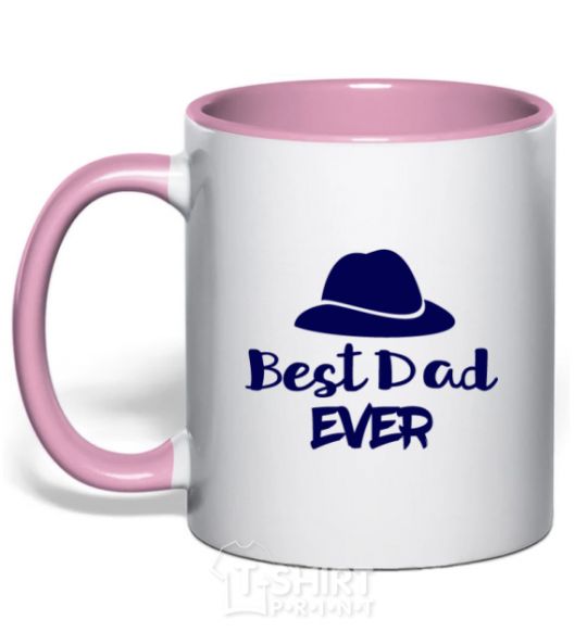Mug with a colored handle Best dad ever - hat light-pink фото