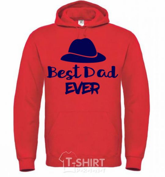 Men`s hoodie Best dad ever - hat bright-red фото