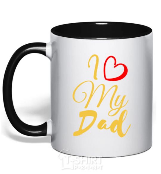 Mug with a colored handle I love my dad gold black фото