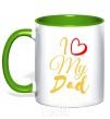 Mug with a colored handle I love my dad gold kelly-green фото