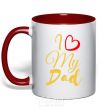 Mug with a colored handle I love my dad gold red фото