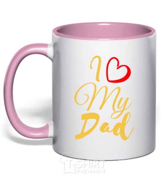 Mug with a colored handle I love my dad gold light-pink фото