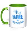 Mug with a colored handle My father is the best dad kelly-green фото