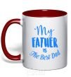 Mug with a colored handle My father is the best dad red фото