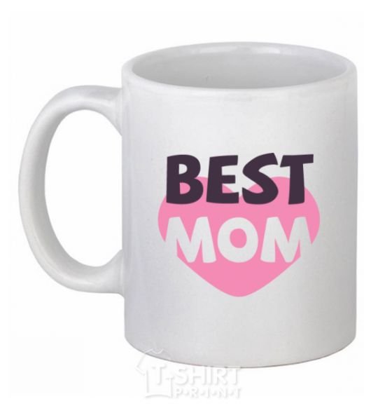 Ceramic mug Best mom wih heart White фото