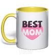 Чашка с цветной ручкой Best mom с сердцем Солнечно желтый фото