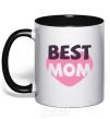 Чашка с цветной ручкой Best mom с сердцем Черный фото