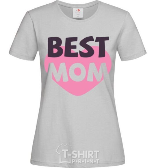 Women's T-shirt Best mom wih heart grey фото