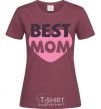 Women's T-shirt Best mom wih heart burgundy фото