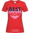 Women's T-shirt Best mom wih heart red фото