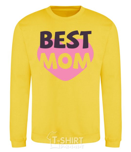 Sweatshirt Best mom wih heart yellow фото