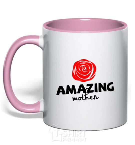 Чашка с цветной ручкой Amazing mother Нежно розовый фото