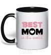 Mug with a colored handle Best mom in the world ( big letters ) black фото