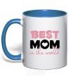 Mug with a colored handle Best mom in the world ( big letters ) royal-blue фото