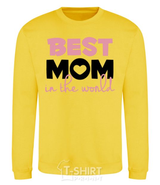 Sweatshirt Best mom in the world ( big letters ) yellow фото