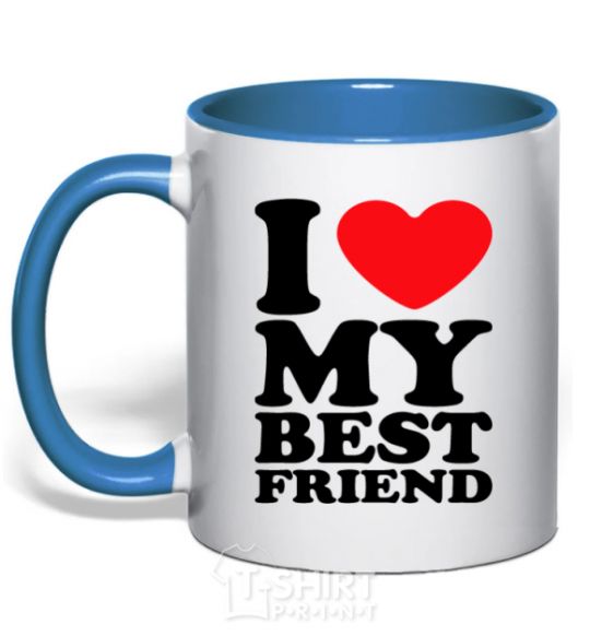 Mug with a colored handle I love my best friend royal-blue фото