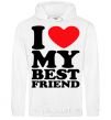 Men`s hoodie I love my best friend White фото