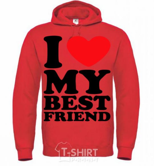 Men`s hoodie I love my best friend bright-red фото