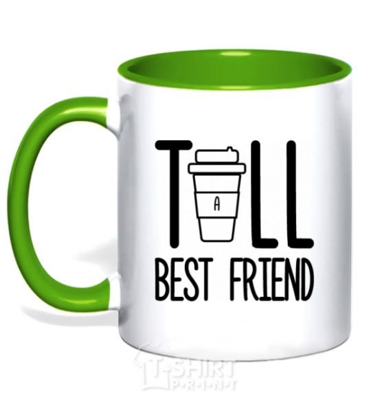 Mug with a colored handle Tall best friend kelly-green фото