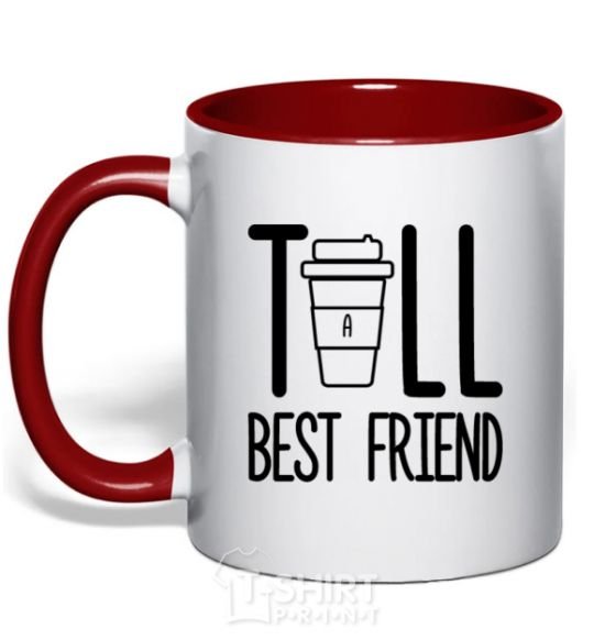 Mug with a colored handle Tall best friend red фото