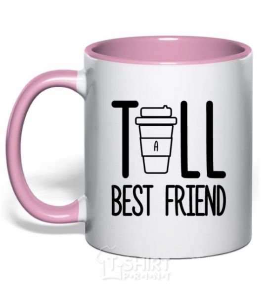 Чашка с цветной ручкой Tall best friend Нежно розовый фото