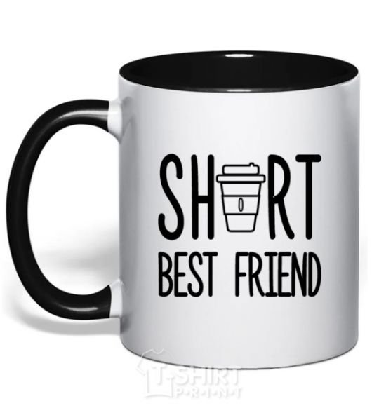 Mug with a colored handle Short best friend black фото