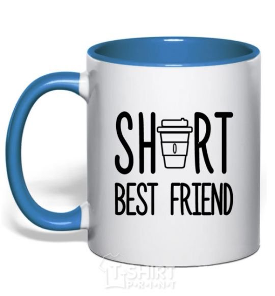 Mug with a colored handle Short best friend royal-blue фото