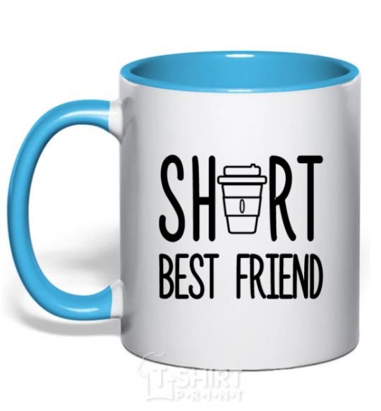Mug with a colored handle Short best friend sky-blue фото