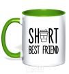 Mug with a colored handle Short best friend kelly-green фото
