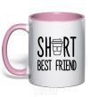 Mug with a colored handle Short best friend light-pink фото