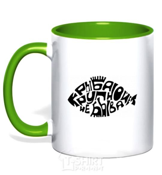 Mug with a colored handle There's no such thing as big fish kelly-green фото