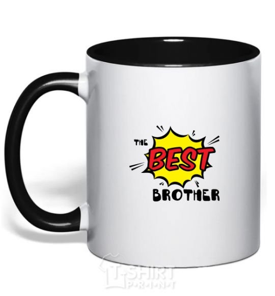 Mug with a colored handle The best brother black фото