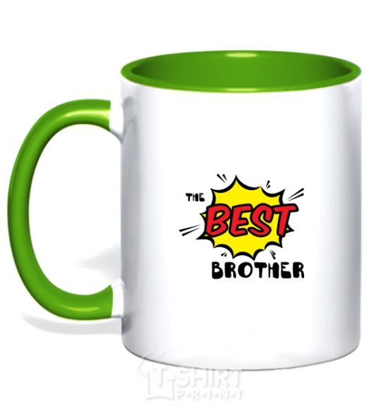 Mug with a colored handle The best brother kelly-green фото