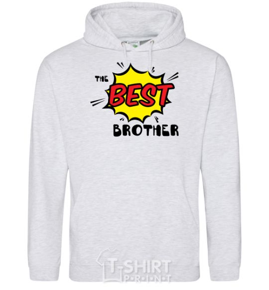 Мужская толстовка (худи) The best brother Серый меланж фото