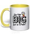 Mug with a colored handle I'm the big brother yellow фото