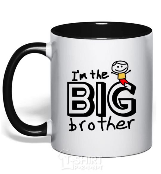 Mug with a colored handle I'm the big brother black фото