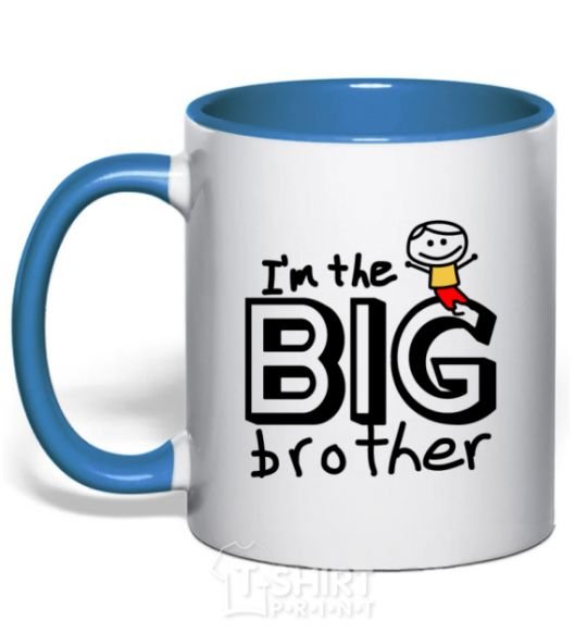 Mug with a colored handle I'm the big brother royal-blue фото