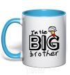 Mug with a colored handle I'm the big brother sky-blue фото