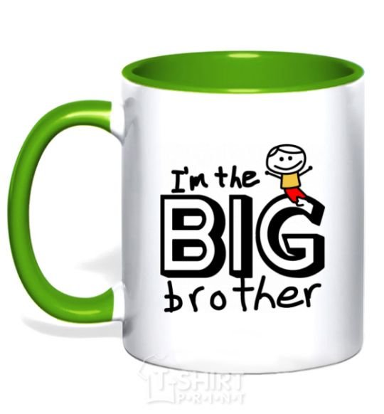 Mug with a colored handle I'm the big brother kelly-green фото