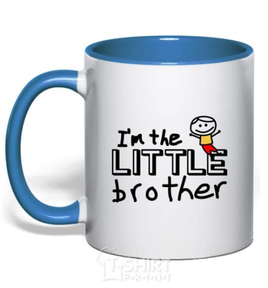 Mug with a colored handle I'm the little brother royal-blue фото