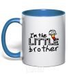 Mug with a colored handle I'm the little brother royal-blue фото