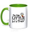 Mug with a colored handle I'm the little brother kelly-green фото