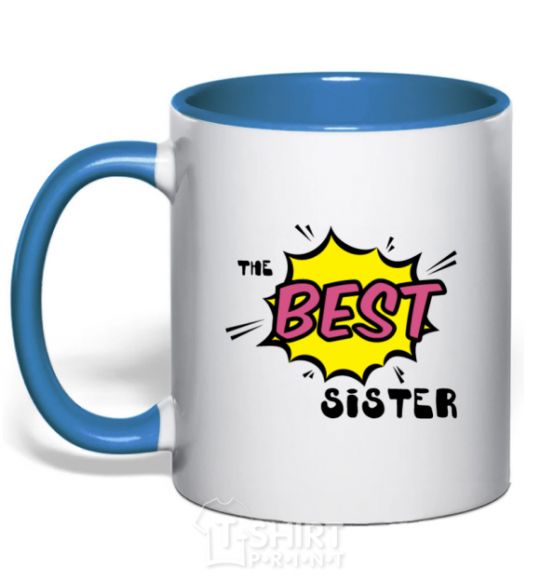 Mug with a colored handle The best sister royal-blue фото