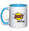 Mug with a colored handle The best sister sky-blue фото