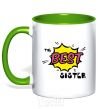 Mug with a colored handle The best sister kelly-green фото