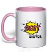 Mug with a colored handle The best sister light-pink фото