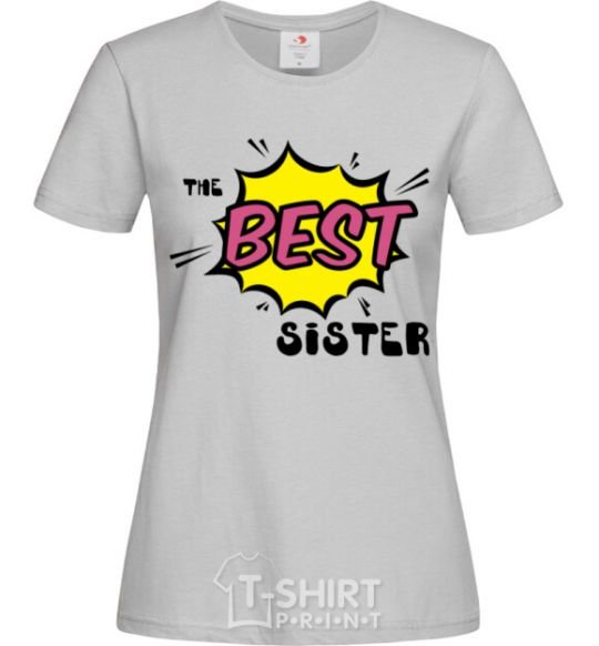 Women's T-shirt The best sister grey фото