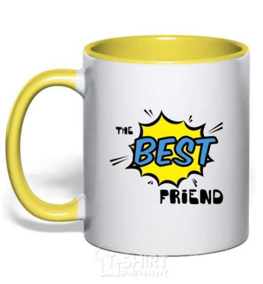 Mug with a colored handle The best friend yellow фото